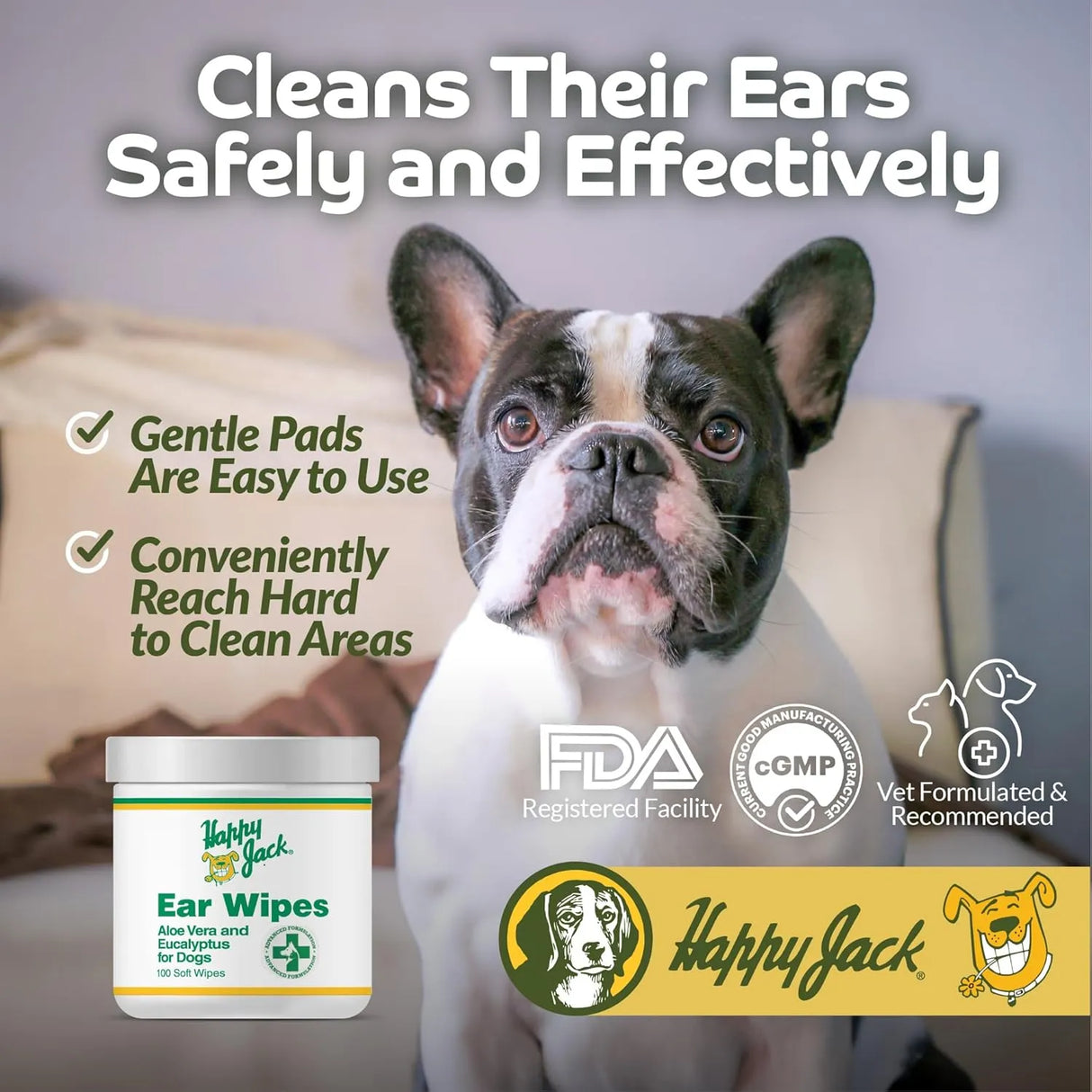 HAPPY JACK - HAPPY JACK Dog Ear Wipes with Aloe 100 Toallitas - The Red Vitamin MX - Cuidado Del Oído De Perros - {{ shop.shopifyCountryName }}