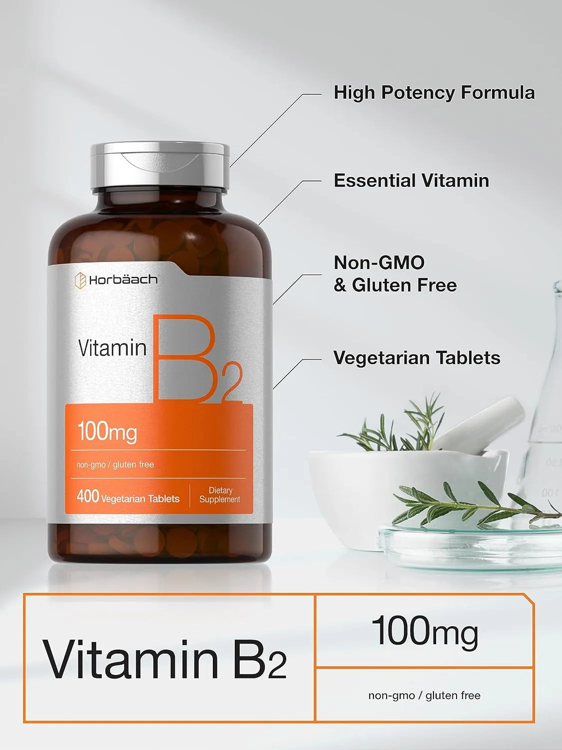 HORBAACH - Horbaach Vitamin B-2 100Mg. 400 Capsulas - The Red Vitamin MX - Suplementos Alimenticios - {{ shop.shopifyCountryName }}