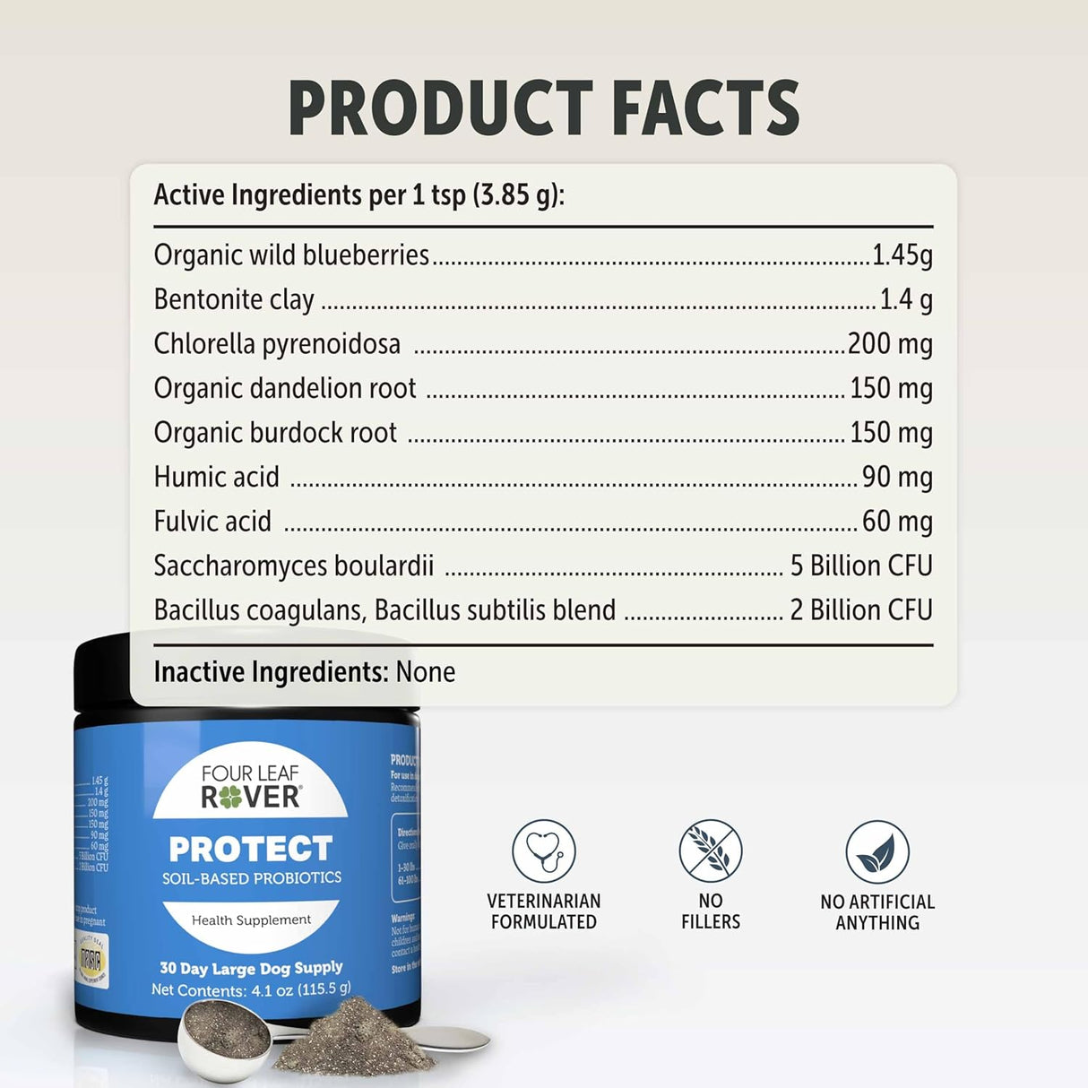 FOUR LEAF ROVER Protect Probiotics for Dogs 231Gr.