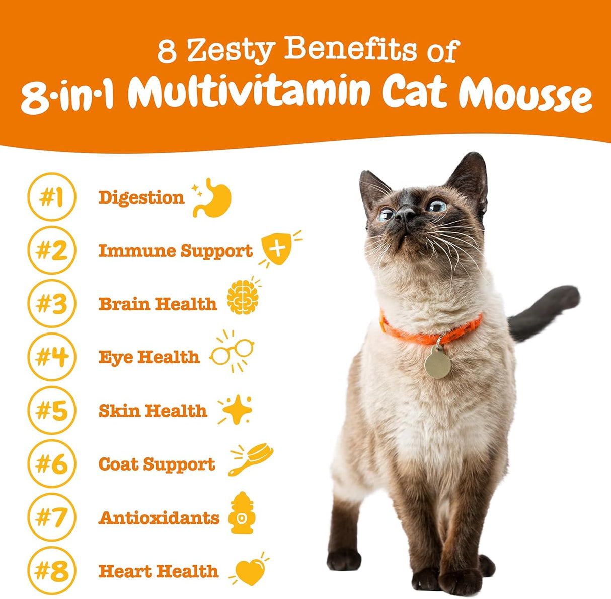 Zesty Paws 8-in-1 Multivitamin Cat Vitamins & Supplements Mousse 14 Paquetes