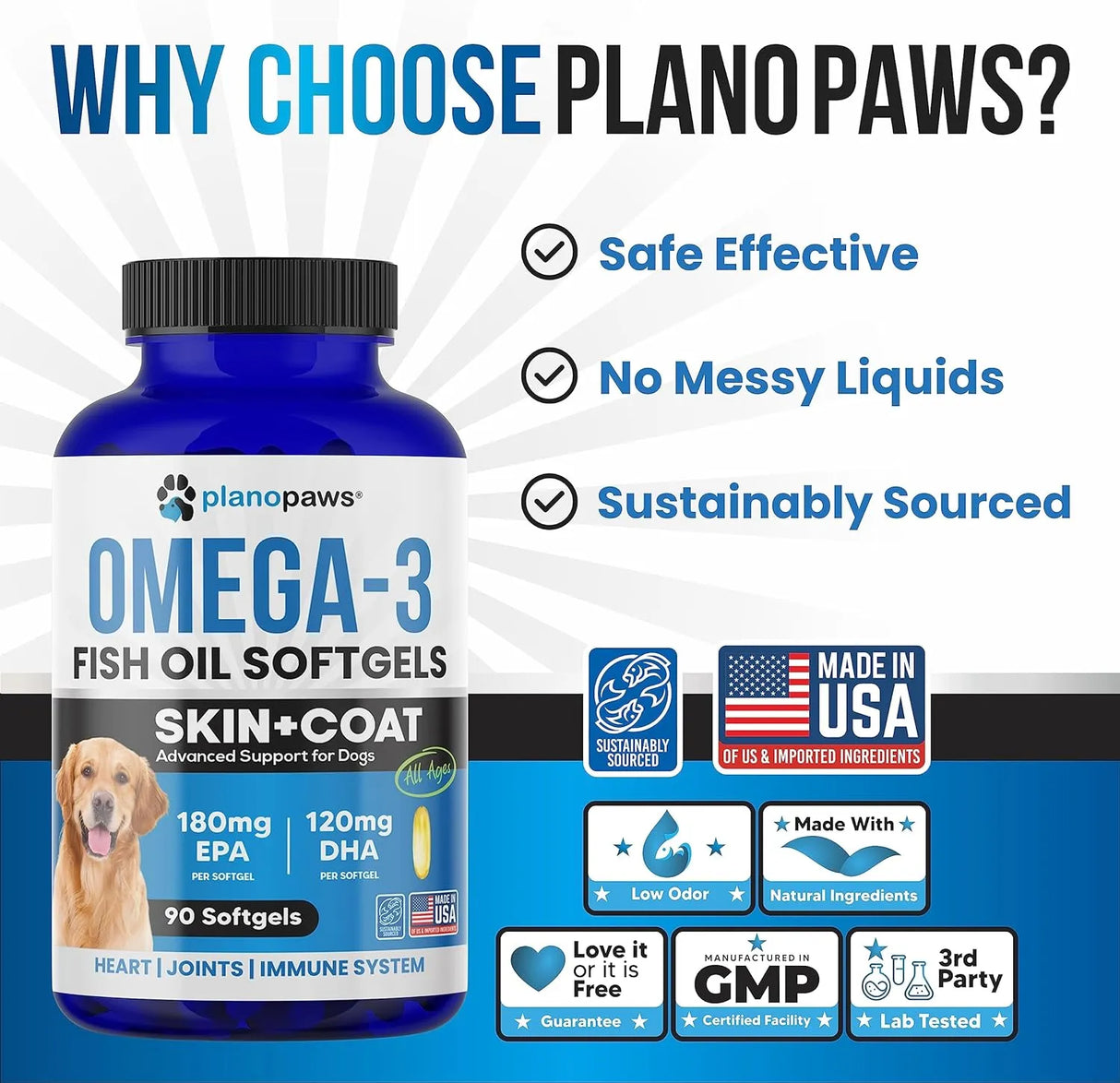 PLANOPAWS - Planopaws Omega 3 Fish Oil for Dogs 90 Capsulas Blandas - The Red Vitamin MX - Aceite De Pescado Para Perros - {{ shop.shopifyCountryName }}