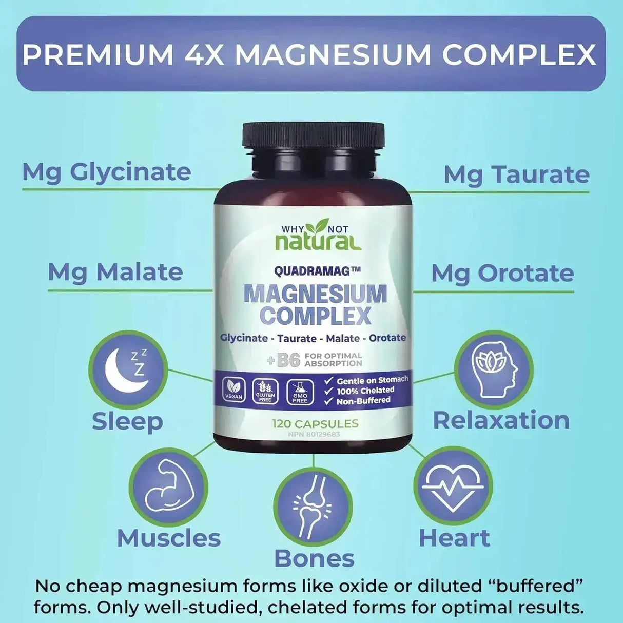 WHY NOT NATURAL - Why Not Natural 4-in-1 Magnesium Complex 300Mg. 120 Capsulas - The Red Vitamin MX - Suplementos Alimenticios - {{ shop.shopifyCountryName }}