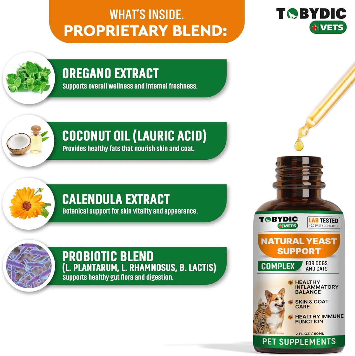 TOBYDIC Natural Cats & Dog Yeast Infection Relief 2 Fl.Oz.