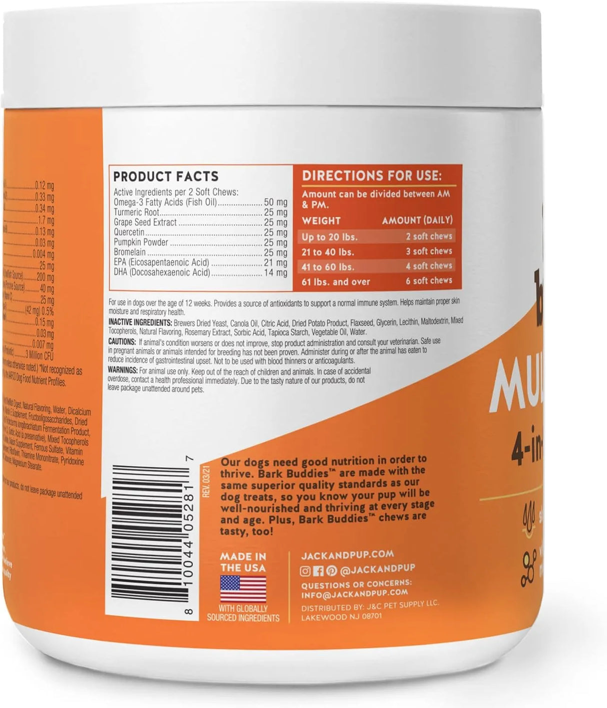 JACK&PUP - Jack&Pup Bark Buddies Multi-Buddy Dog Multivitamins 60 Masticables - The Red Vitamin MX - Multivitamínicos Para Perros - {{ shop.shopifyCountryName }}