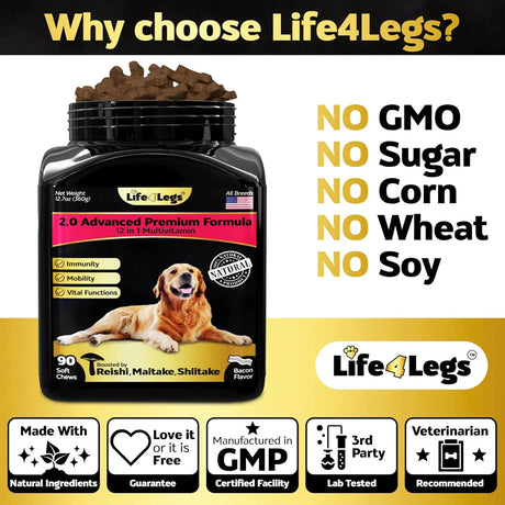 LIFE4LEGS - Life4Legs Soft Chews Dog Vitamins & Supplements Bacon 90 Masticables - The Red Vitamin MX - Multivitamínicos Para Perros - {{ shop.shopifyCountryName }}
