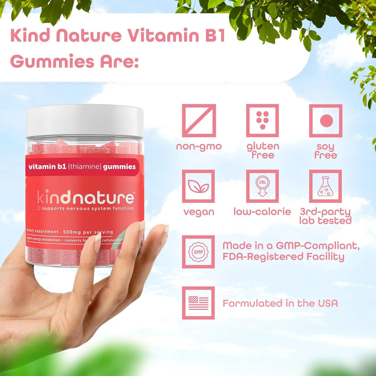 KIND NATURE - Kind Nature Vitamin B1 Gummies 500Mg. 60 Gomitas - The Red Vitamin MX - Suplementos Alimenticios - {{ shop.shopifyCountryName }}