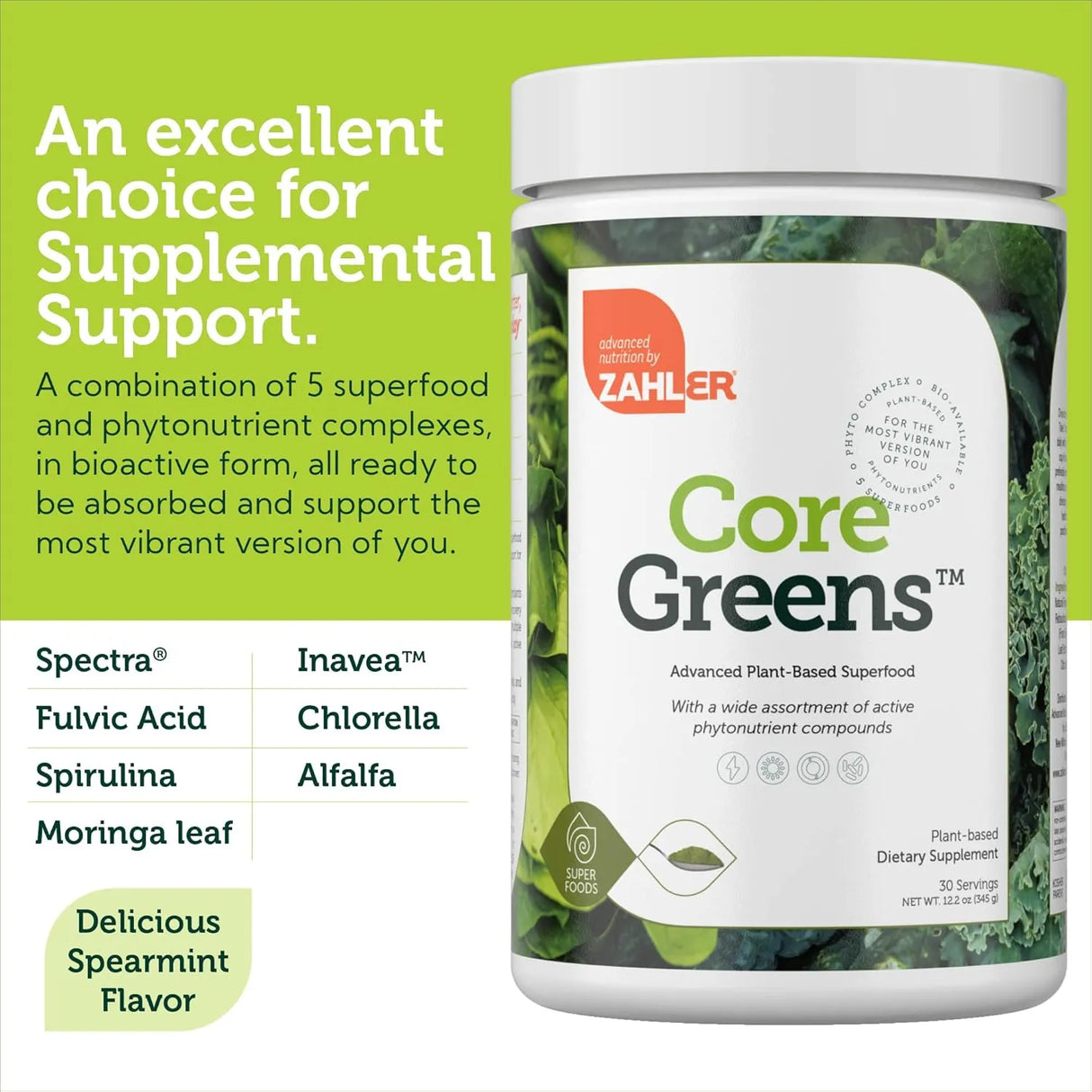 ZAHLER - Zahler Core Greens Powder 30 Servicios Spearmint 340Gr. - The Red Vitamin MX - Suplementos Alimenticios - {{ shop.shopifyCountryName }}