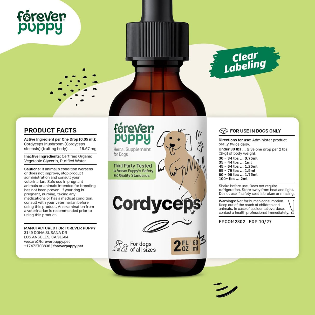 FOREVER PUPPY - Forever Puppy Cordyceps Mushroom Extract for Dogs 2 Fl.Oz. - The Red Vitamin MX - Suplementos Herbales Para Perros - {{ shop.shopifyCountryName }}