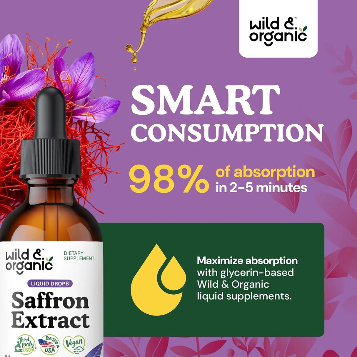 WILD & ORGANIC - Wild & Organic Saffron Tincture 88.5Mg. 2 Fl.Oz. - The Red Vitamin MX - Suplementos Alimenticios - {{ shop.shopifyCountryName }}