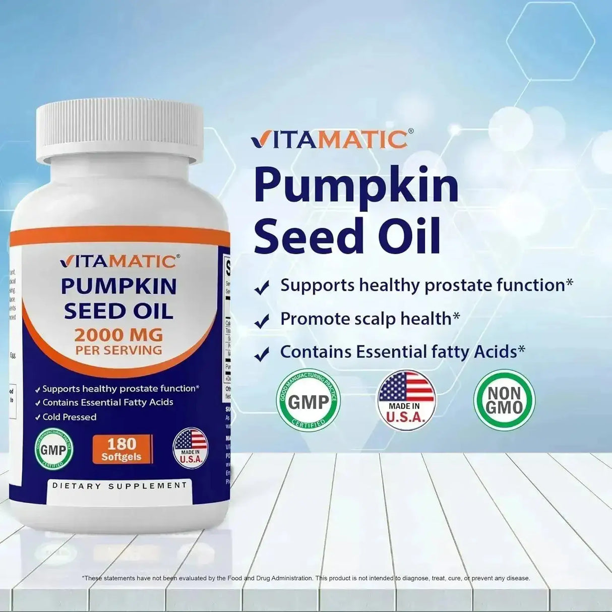 VITAMATIC - Vitamatic Pumpkin Seed Oil 2000Mg. 180 Capsulas Blandas 2 Pack - The Red Vitamin MX - Suplementos Alimenticios - {{ shop.shopifyCountryName }}