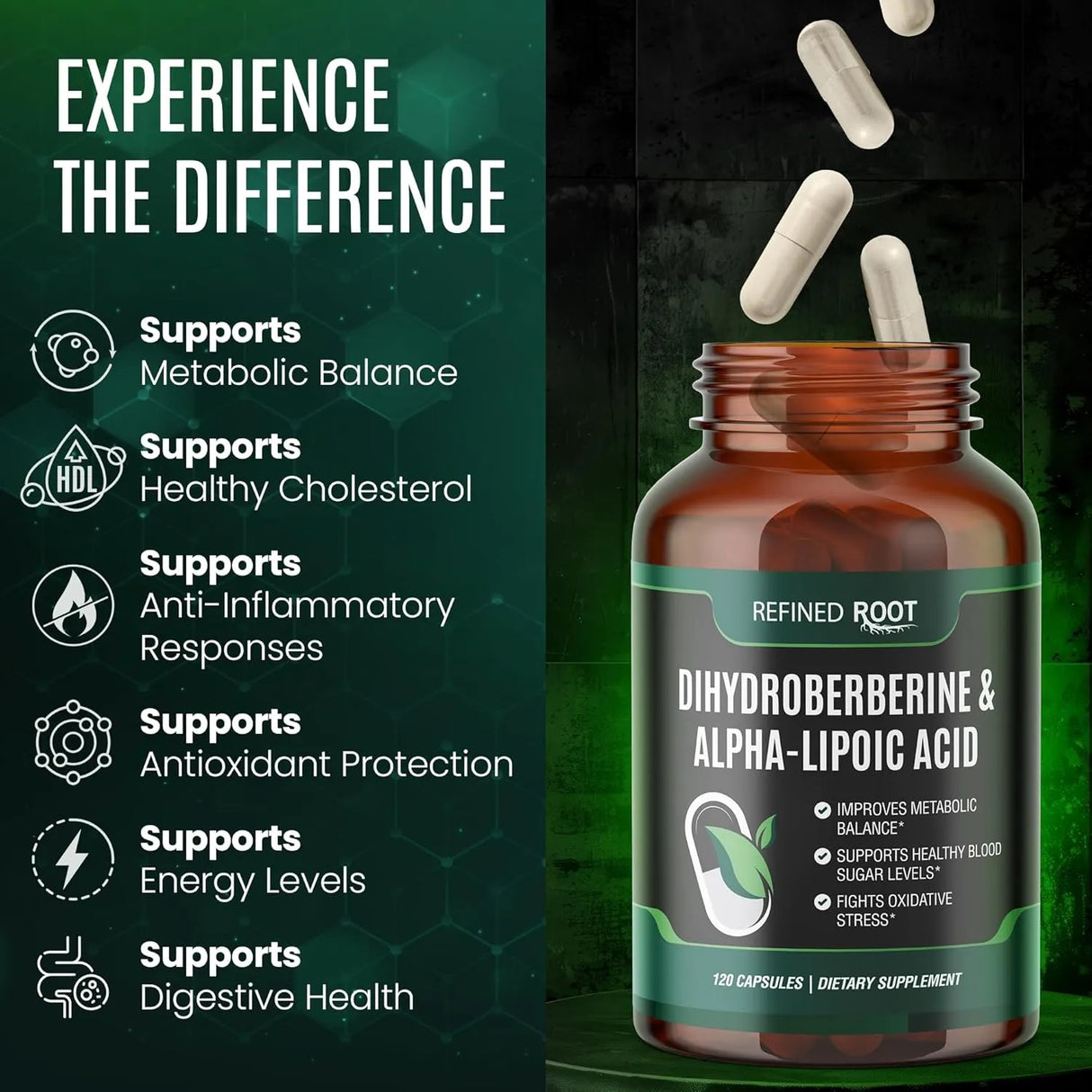 REFINED ROOT - Refined Root Dihydroberberine 300Mg. 120 Capsulas - The Red Vitamin MX - Suplementos Alimenticios - {{ shop.shopifyCountryName }}