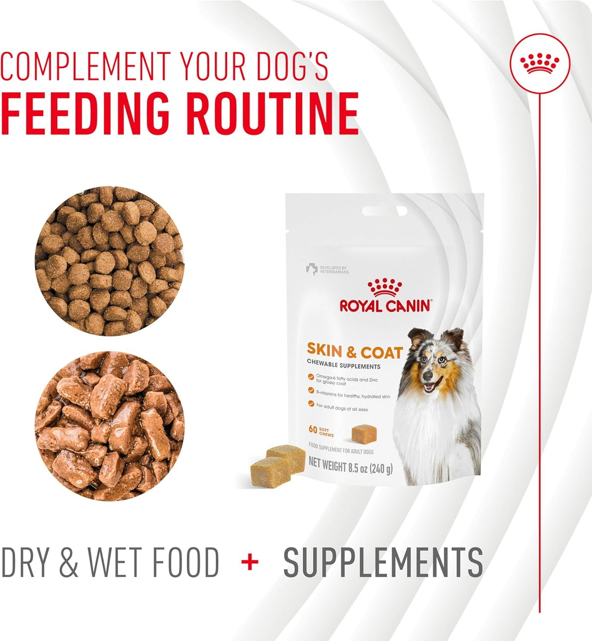 Royal Canin Skin & Coat Supplement Soft Chews for Adult Dogs 60 Masticables