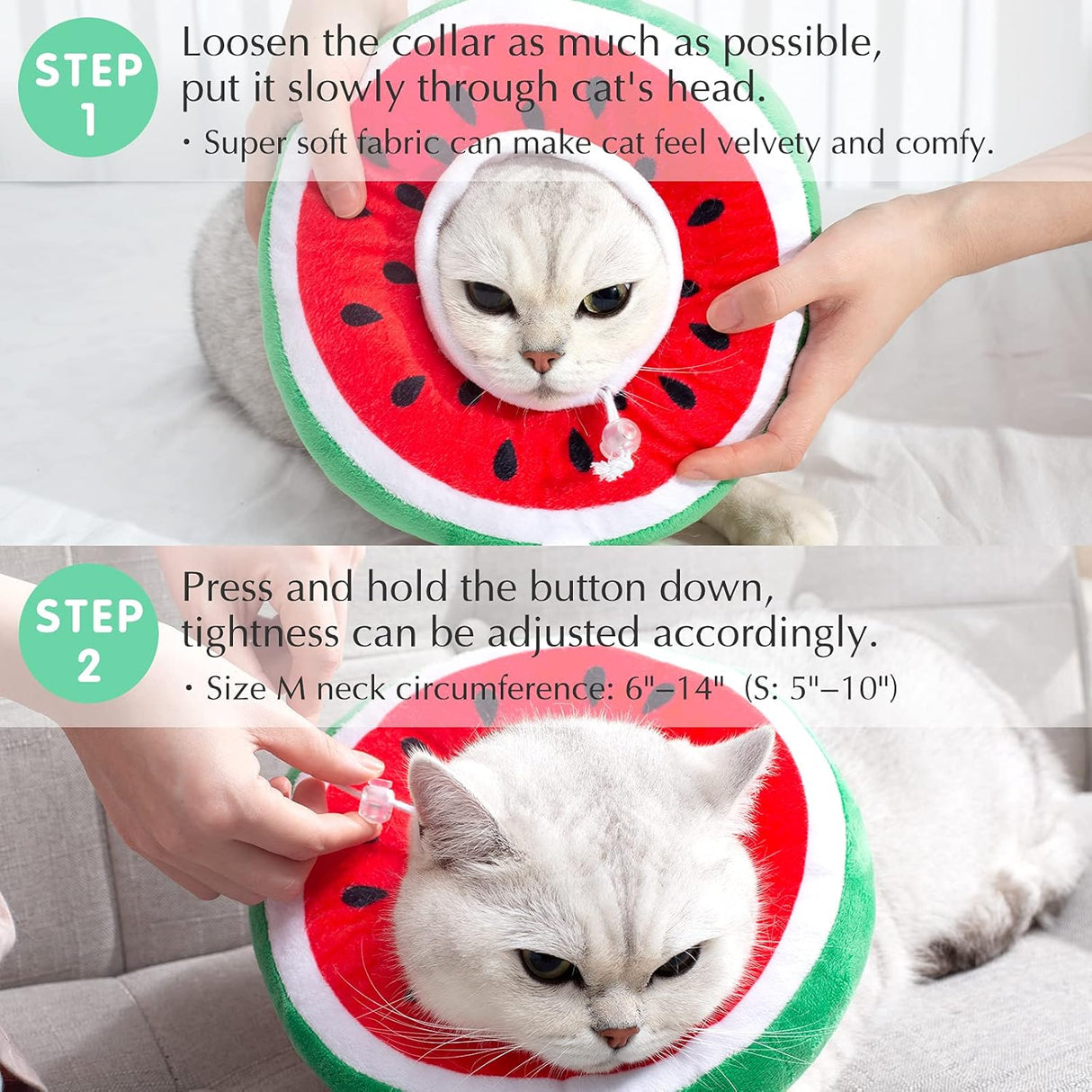 ANWA Adjustable Cat Cone Collar Soft Watermelon Medium
