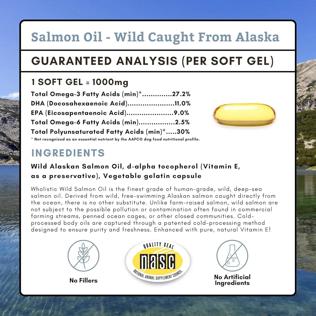 WHOLISTIC PET ORGANICS - Wholistic Pet Organics Wild Alaskan Salmon Oil for Dogs 100 Capsulas Blandas - The Red Vitamin MX - Aceite De Pescado Para Perros - {{ shop.shopifyCountryName }}