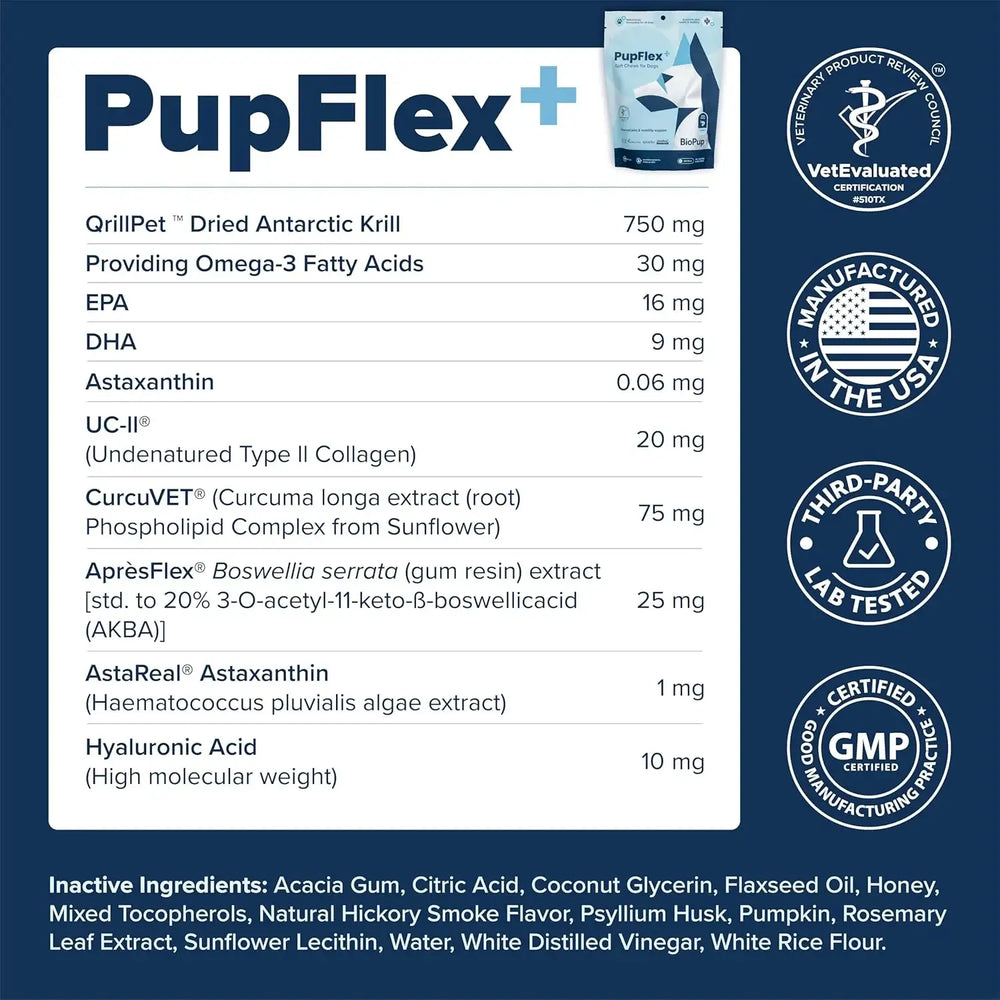 BIOPUP - BioPup PupFlex+ Dog Joint Supplement 60 Masticables - The Red Vitamin MX - Cuidado De Cadera Y Articulaciones Para Perros - {{ shop.shopifyCountryName }}