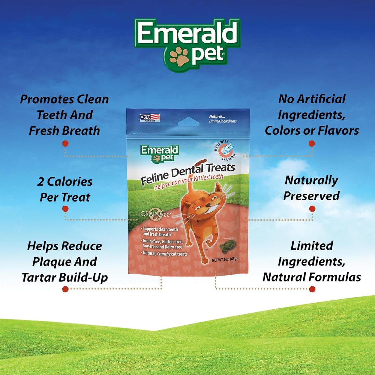 Emerald Pet Feline Dental Treats Salmon 85Gr.