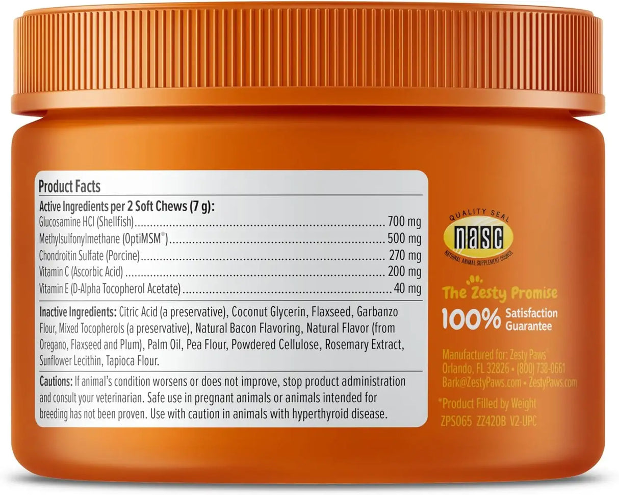 ZESTY PAWS - Zesty Paws Hip and Joint for Dogs Bacon 50 Masticables - The Red Vitamin MX - Cuidado De Cadera Y Articulaciones Para Perros - {{ shop.shopifyCountryName }}