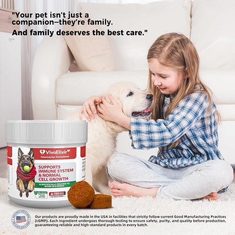 VIVAELIXIR - VivaElixir Immune Support Chews with Turkey Tail Mushroom Reishi Shiitake Maitake Curcumin & CoQ10 150 Masticables - The Red Vitamin MX - Suplementos Herbales Para Perros - {{ shop.shopifyCountryName }}