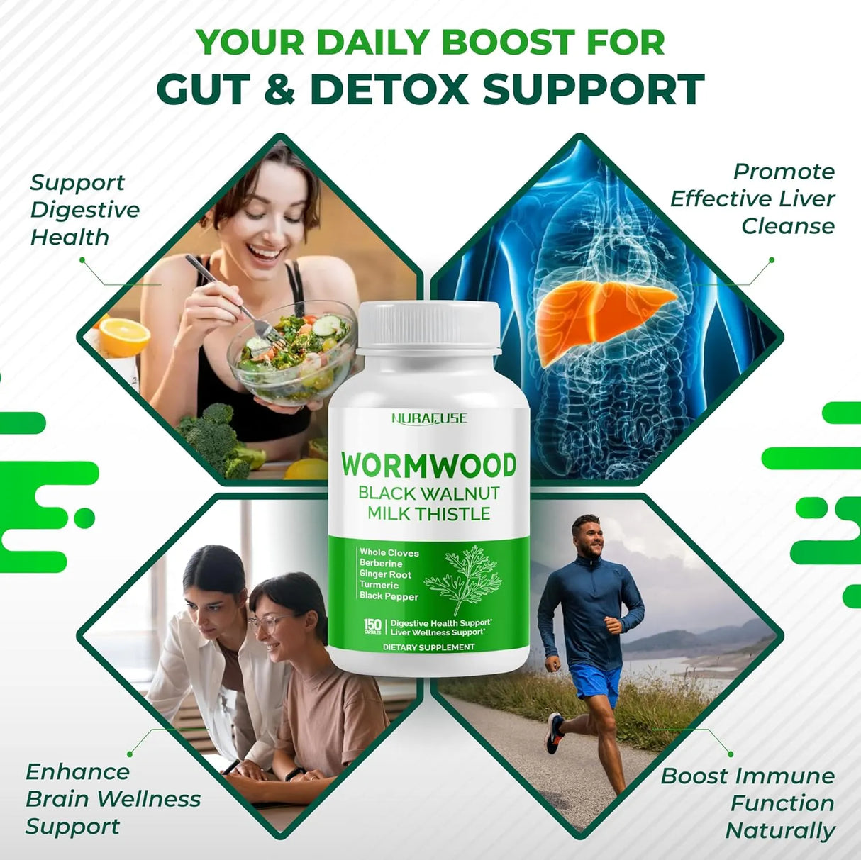 NURAFUSE - NURAFUSE Wormwood Whole Cloves Milk Thistle with Other Herbs 150 Capsulas - The Red Vitamin MX - Suplementos Alimenticios - {{ shop.shopifyCountryName }}