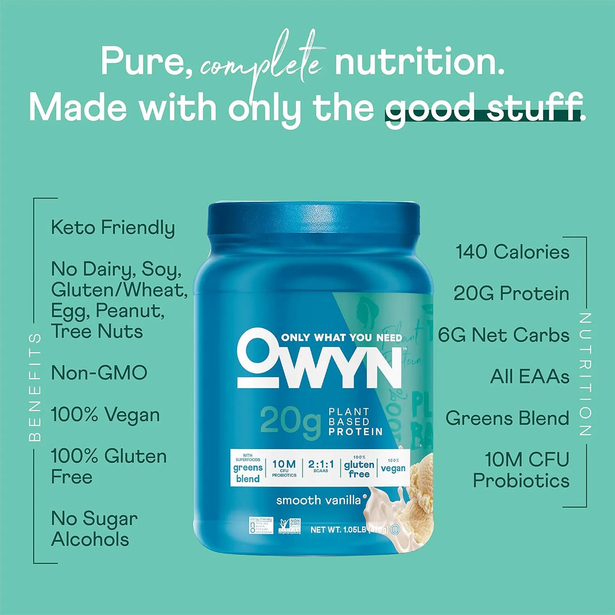 OWYN - OWYN Only What You Need Plant-Based Protein Powder 20g Smooth Vanilla 476Gr. - The Red Vitamin MX - Suplementos Alimenticios - {{ shop.shopifyCountryName }}