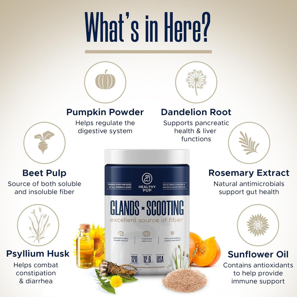 Healthy Pup Glands Bowel Support 120 Masticables