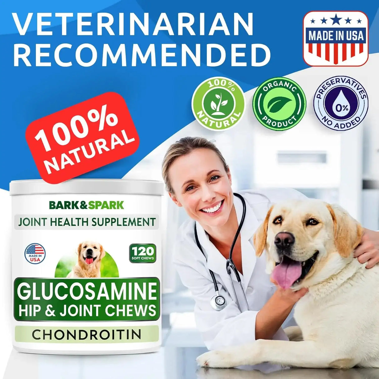 BARK&SPARK - BARK&SPARK Glucosamine Chondroitin Dog Hip & Joint 120 Masticables - The Red Vitamin MX - Cuidado De Cadera Y Articulaciones Para Perros - {{ shop.shopifyCountryName }}