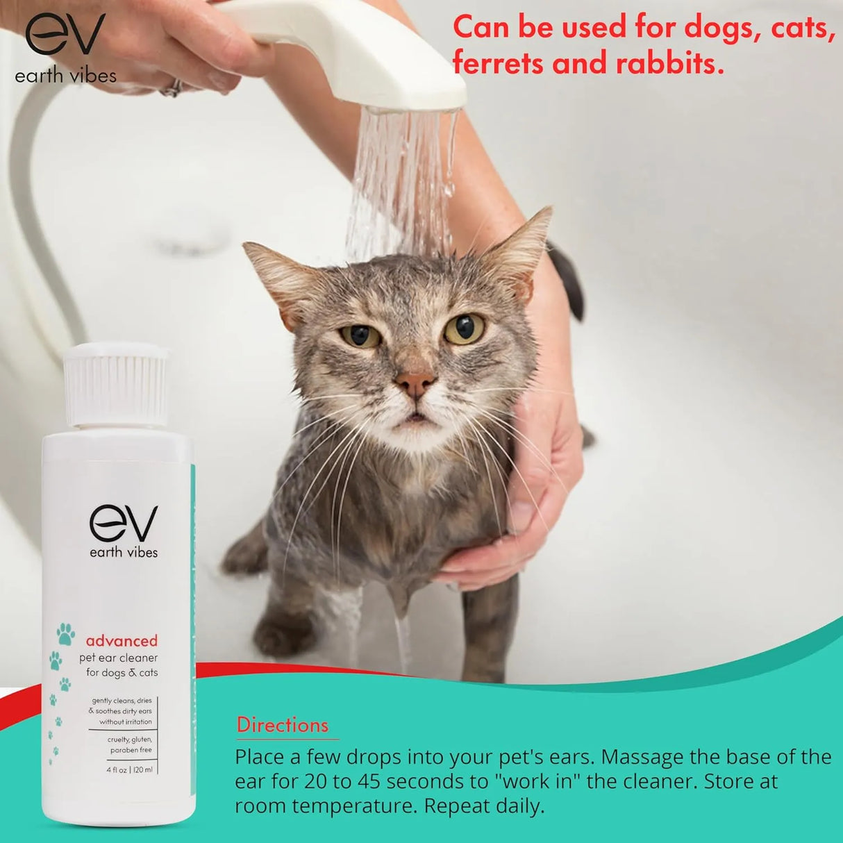 EARTH VIBES - Earth Vibes Dog & Cat Ear Cleaner 120Ml. - The Red Vitamin MX - Cuidado Del Oído De Perros - {{ shop.shopifyCountryName }}