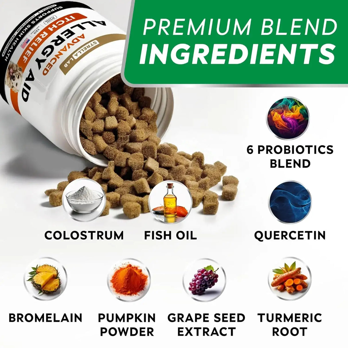 STRELLALAB - StrellaLab Advanced Dog Allergy Relief & Anti Itch Support Chews Bacon 120 Masticables - The Red Vitamin MX - Remedios Para La Picazón De Perros - {{ shop.shopifyCountryName }}