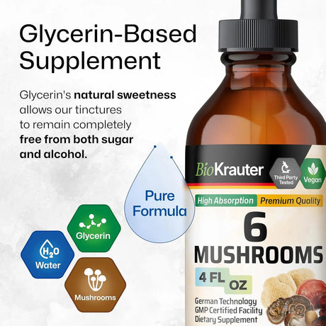 BIOKRAUTER - Bio Krauter 6 Mushrooms Vegan Drops 4 Fl.Oz. - The Red Vitamin MX - Suplementos Alimenticios - {{ shop.shopifyCountryName }}