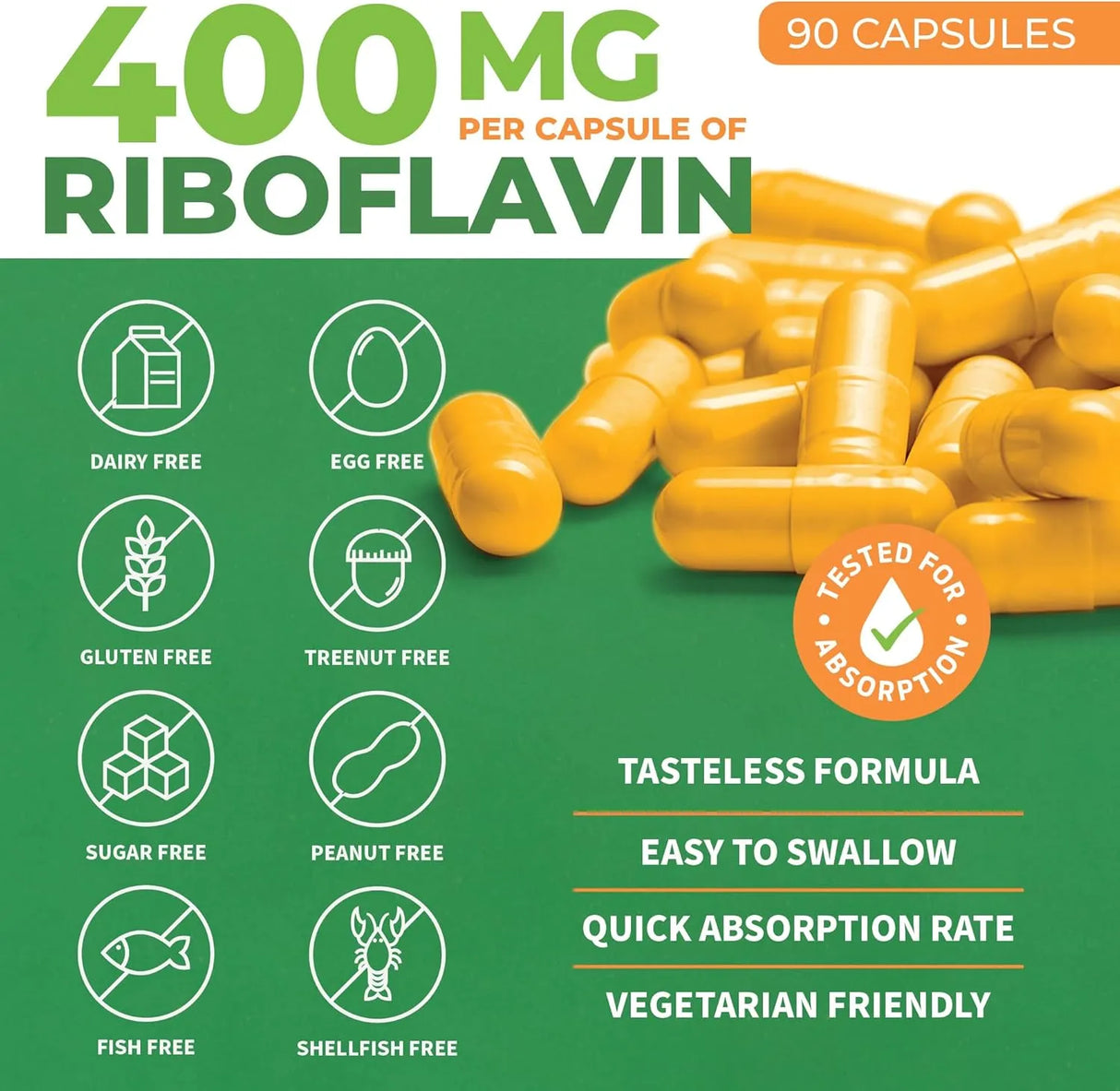 FOREST LEAF - ForestLeaf Vitamin B2 Riboflavin 400Mg. 90 Capsulas - The Red Vitamin MX - Suplementos Alimenticios - {{ shop.shopifyCountryName }}