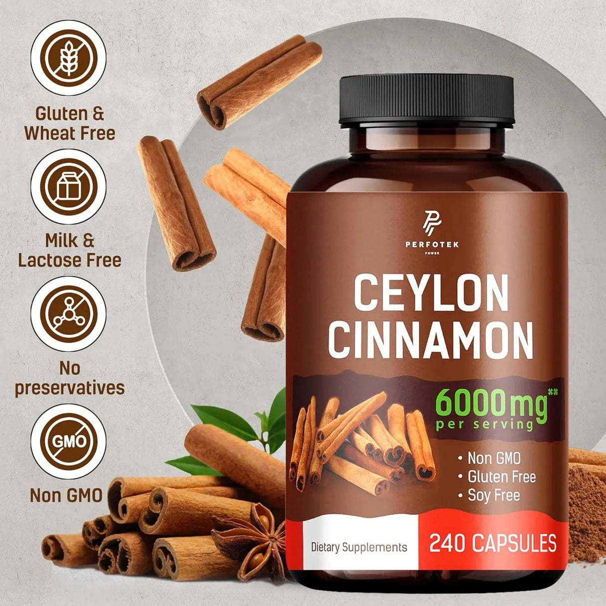 PERFOTEK - Perfotek Ceylon Cinnamon 6000Mg. 240 Capsulas - The Red Vitamin MX - Suplementos Alimenticios - {{ shop.shopifyCountryName }}