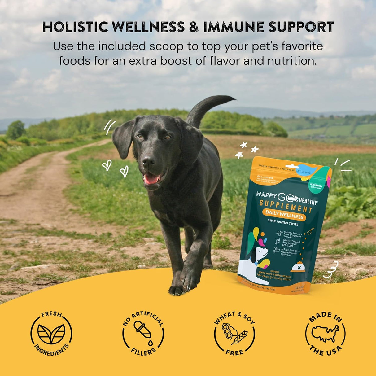 HAPPY GO HEALTHY Daily Wellness Supplements for Dogs 60 Servicios