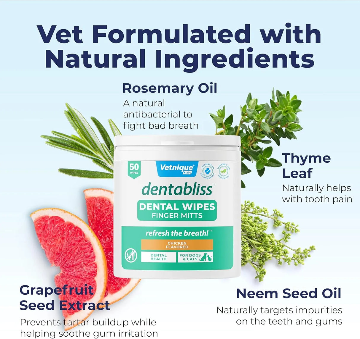 VETNIQUE - Vetnique Dentabliss Dog Teeth Cleaning Finger Mitt Dental Wipe Chicken 50 Toallitas - The Red Vitamin MX - Cuidado Dental Para Perros - {{ shop.shopifyCountryName }}