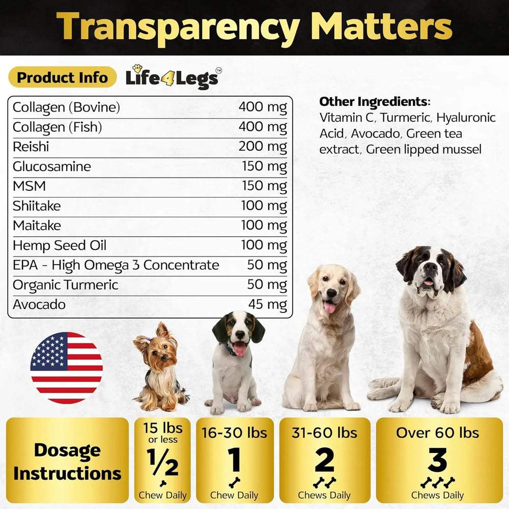LIFE4LEGS - Life4Legs Soft Chews Dog Vitamins & Supplements Bacon 90 Masticables - The Red Vitamin MX - Multivitamínicos Para Perros - {{ shop.shopifyCountryName }}