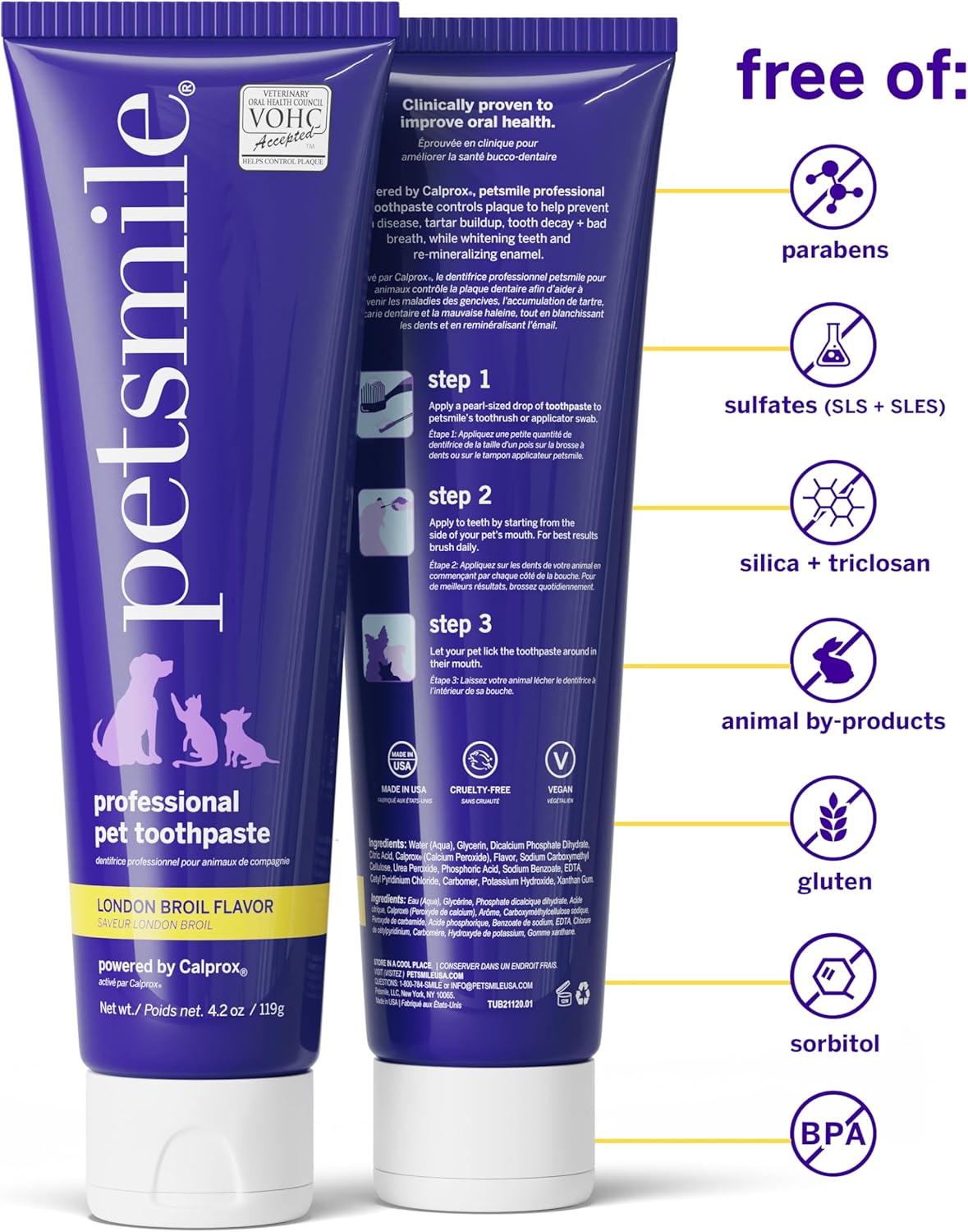Petsmile Professional Pet Teeth Brushing Kit for Cats & Dogs London Broil 4.2 Oz