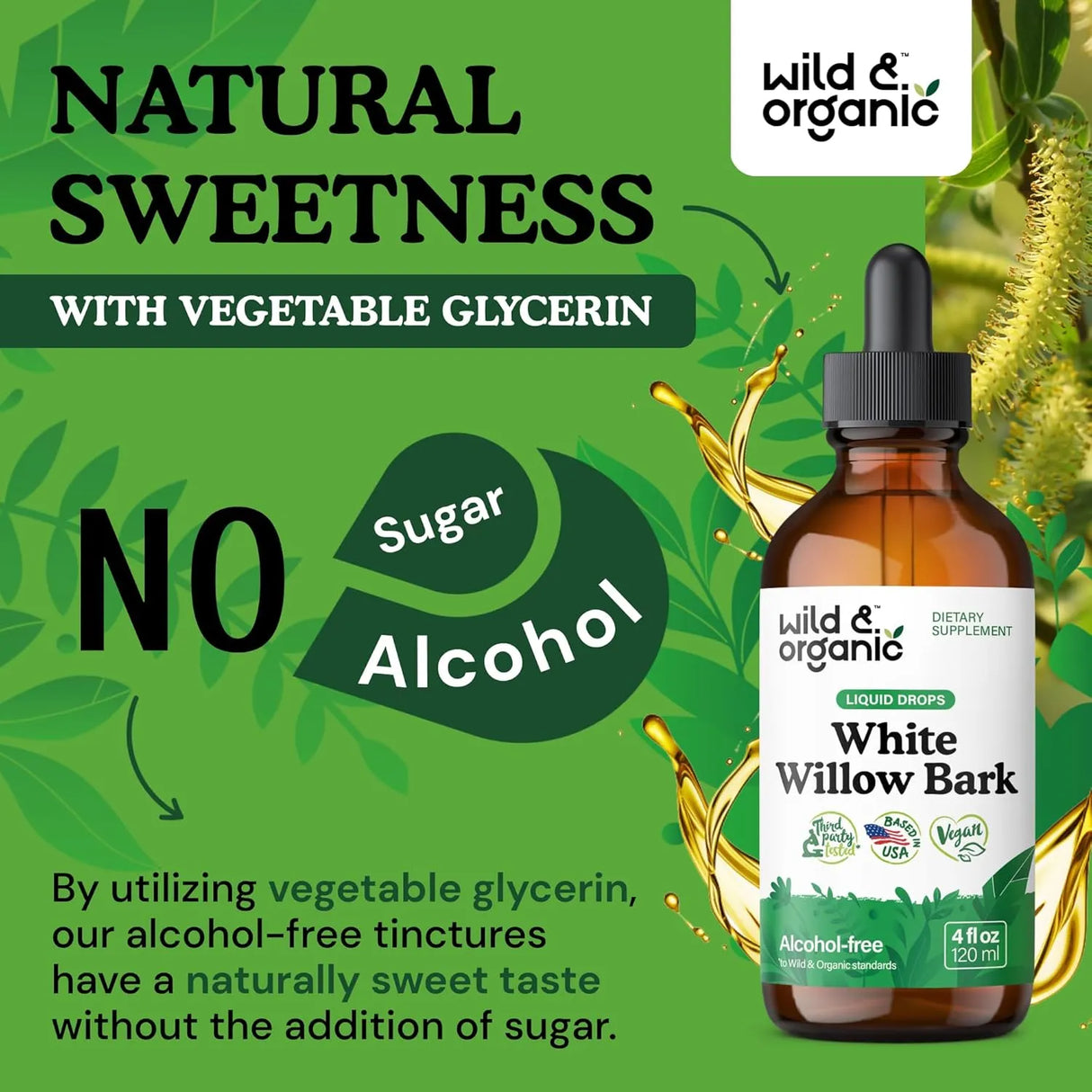 WILD & ORGANIC - Wild & Organic White Willow Bark Extract Liquid Drops 4 Fl.Oz. - The Red Vitamin MX - Suplementos Alimenticios - {{ shop.shopifyCountryName }}