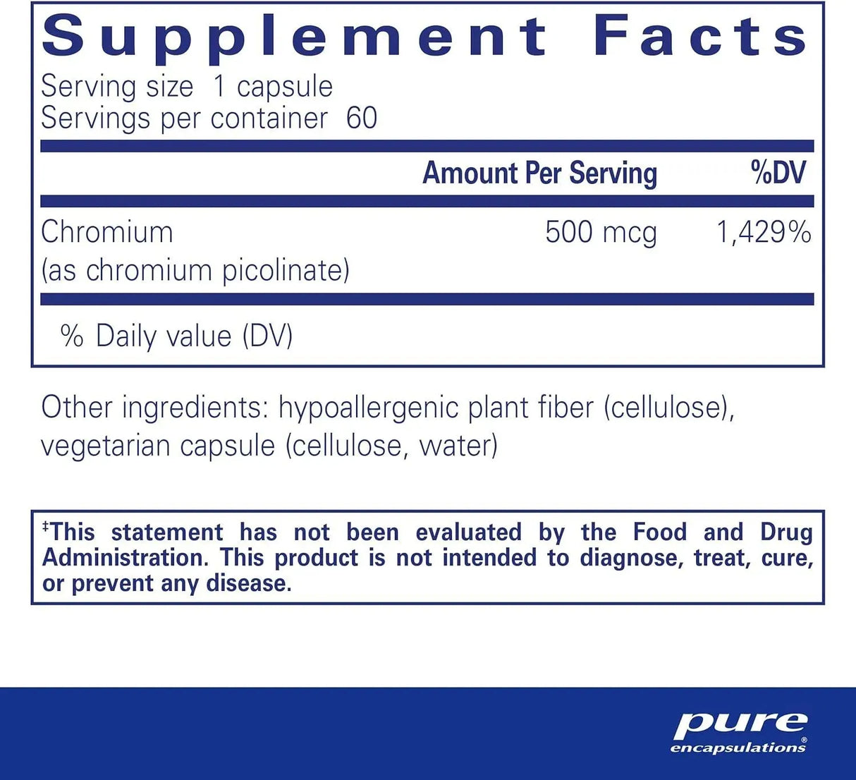 PURE ENCAPSULATIONS - Pure Encapsulations Chromium Picolinate 500mcg 60 Capsulas - The Red Vitamin MX - Suplementos Alimenticios - {{ shop.shopifyCountryName }}