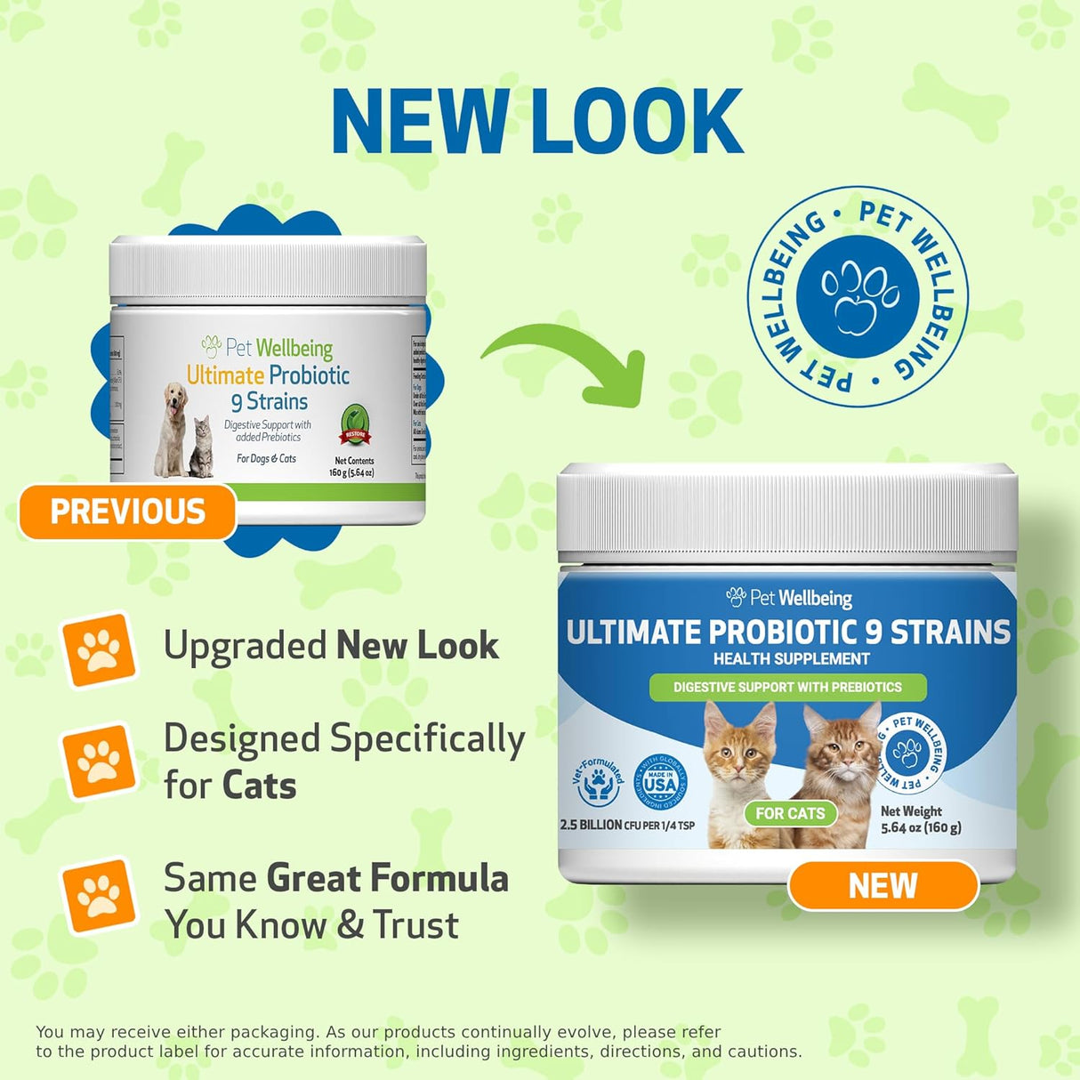 Pet Wellbeing Ultimate Probiotic 9 Strains with Prebiotics for Cats Powder 160Gr.