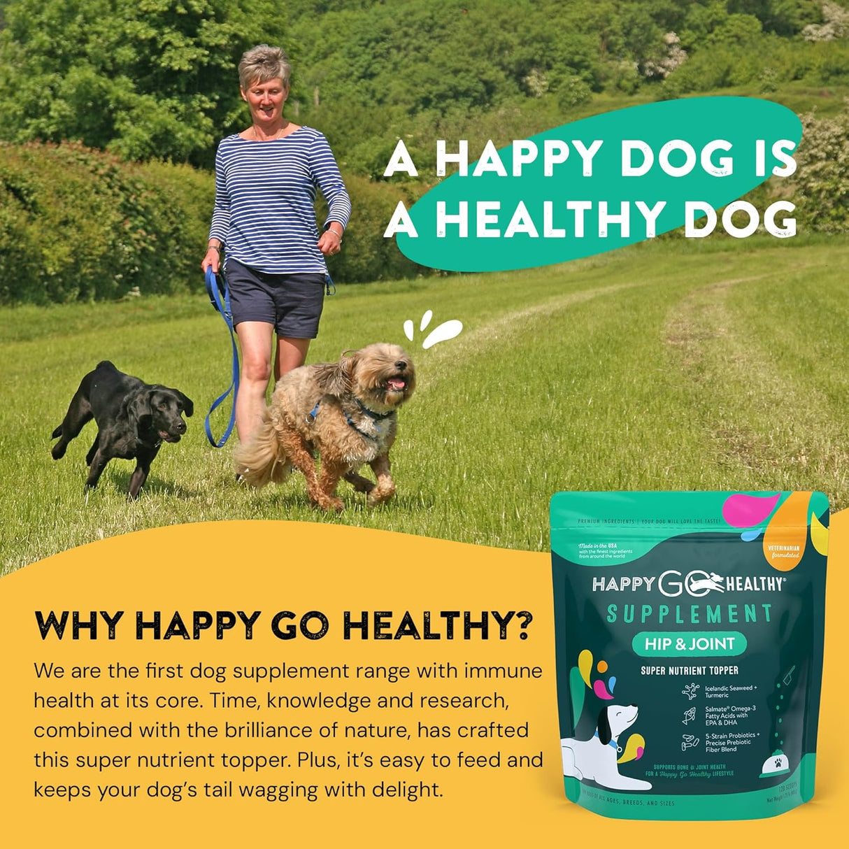 HAPPY GO HEALTHY Hip & Joint Supplements for Dogs 120 Servicios