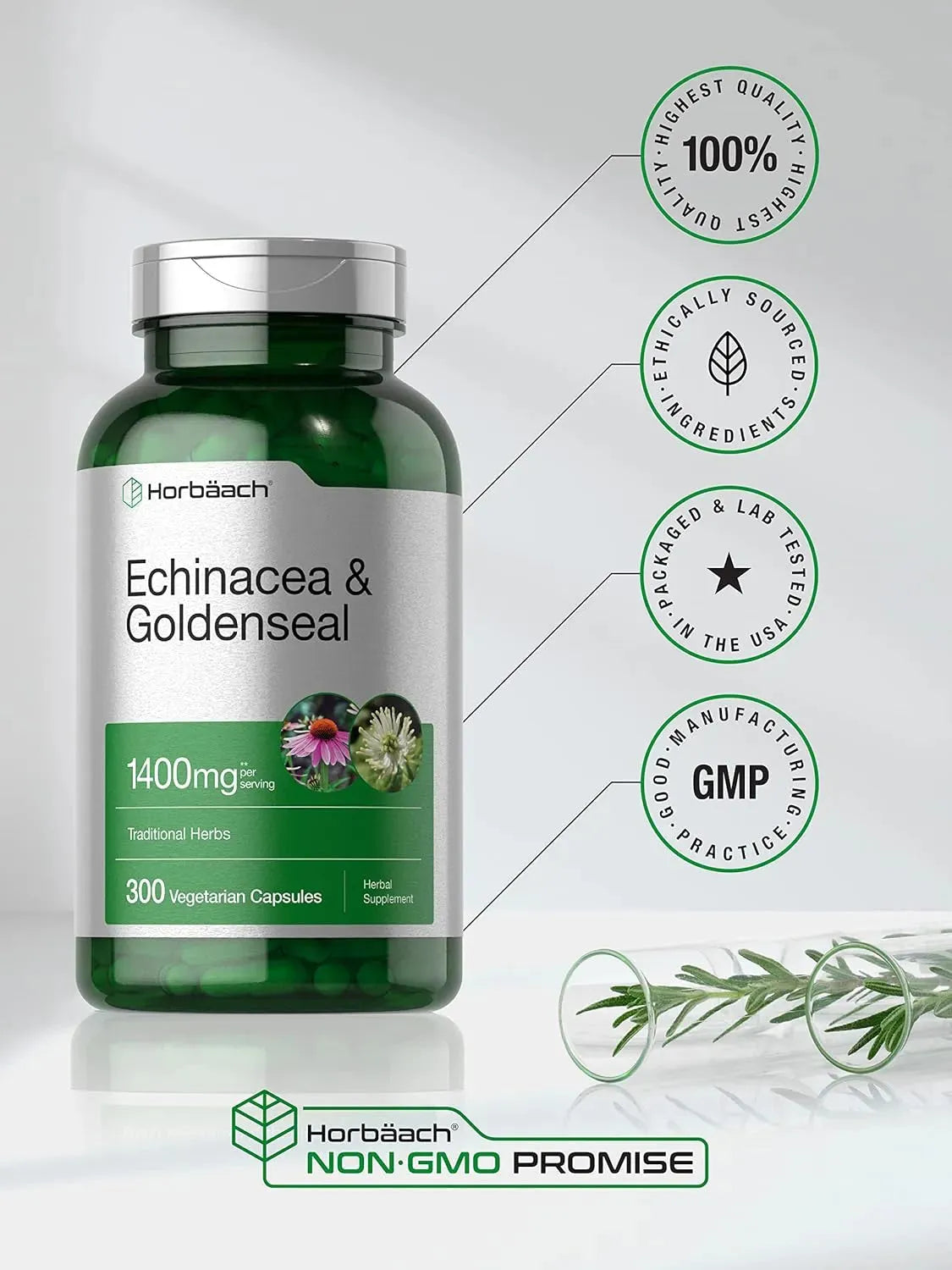 HORBAACH - Horbäach Echinacea Goldenseal 1400Mg. 300 Capsulas - The Red Vitamin MX - Suplementos Alimenticios - {{ shop.shopifyCountryName }}