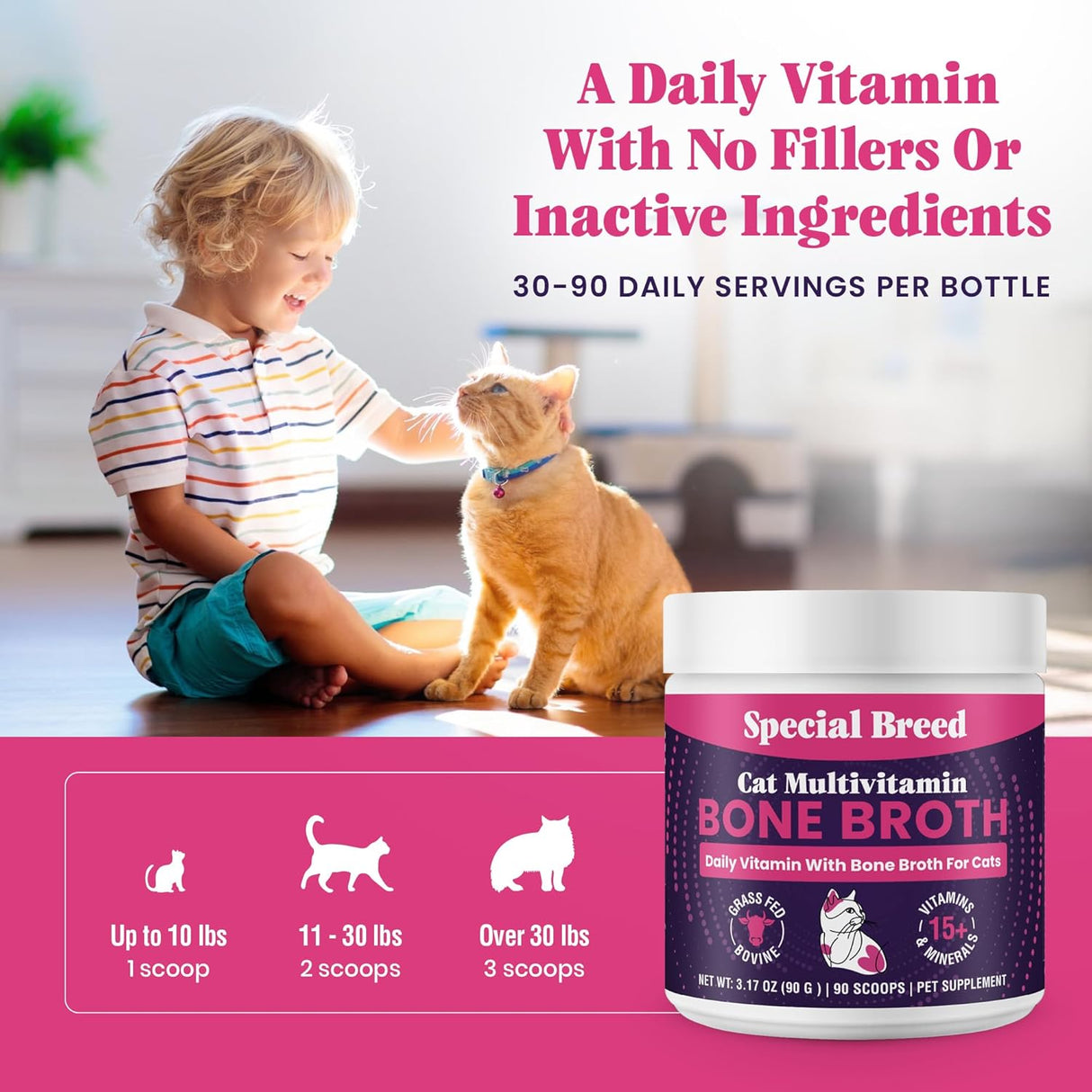 Special Breed Cat Multivitamin with Grass-Fed Beef Bone Broth 90Gr.
