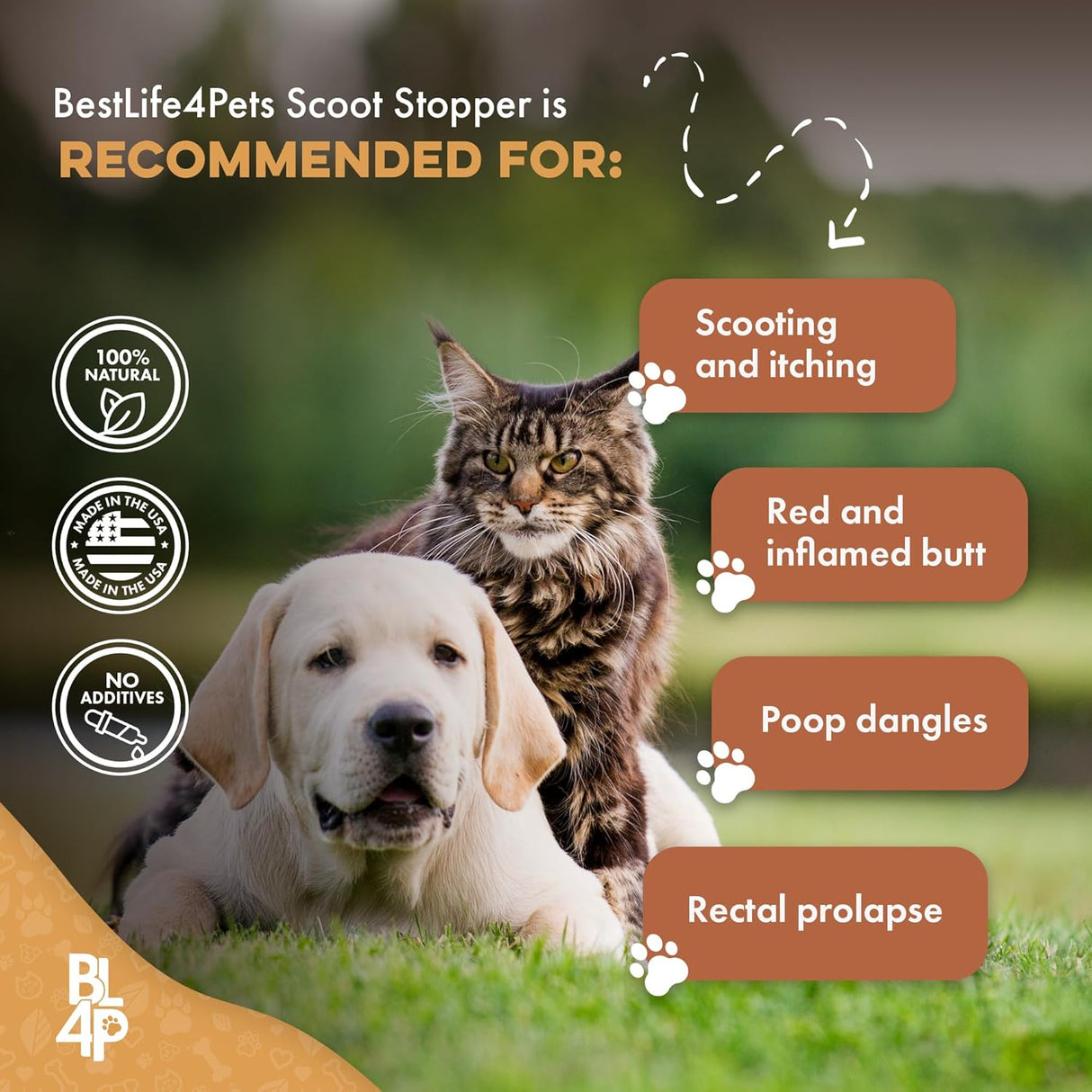 BestLife4Pets Scoot Stopper for Dogs 400 Tabletas