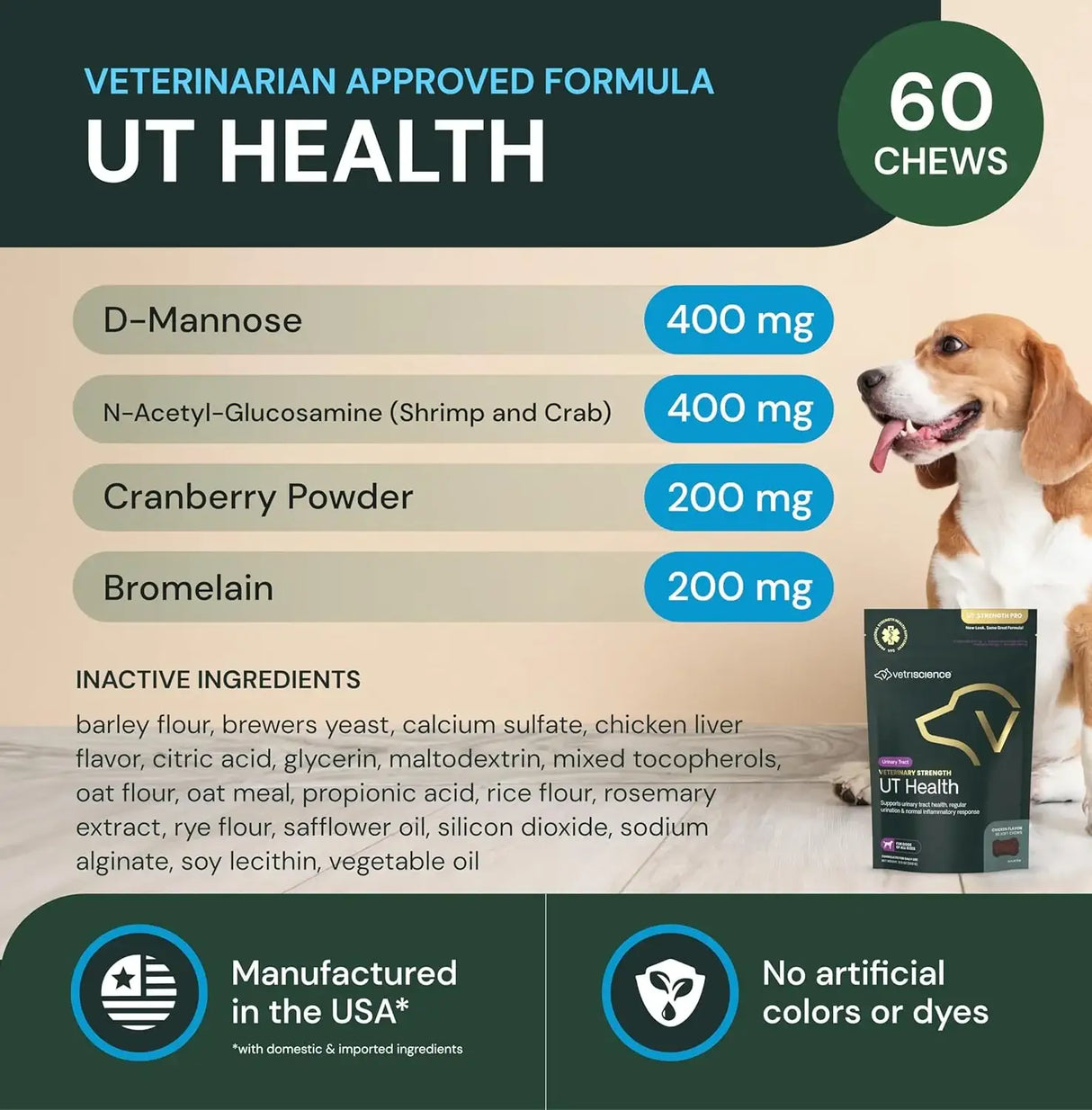 VETRISCIENCE - VETRISCIENCE Veterinary Strength UT Health Chews 60 Masticables - The Red Vitamin MX - Salud De Tracto Urinario Para Perros - {{ shop.shopifyCountryName }}