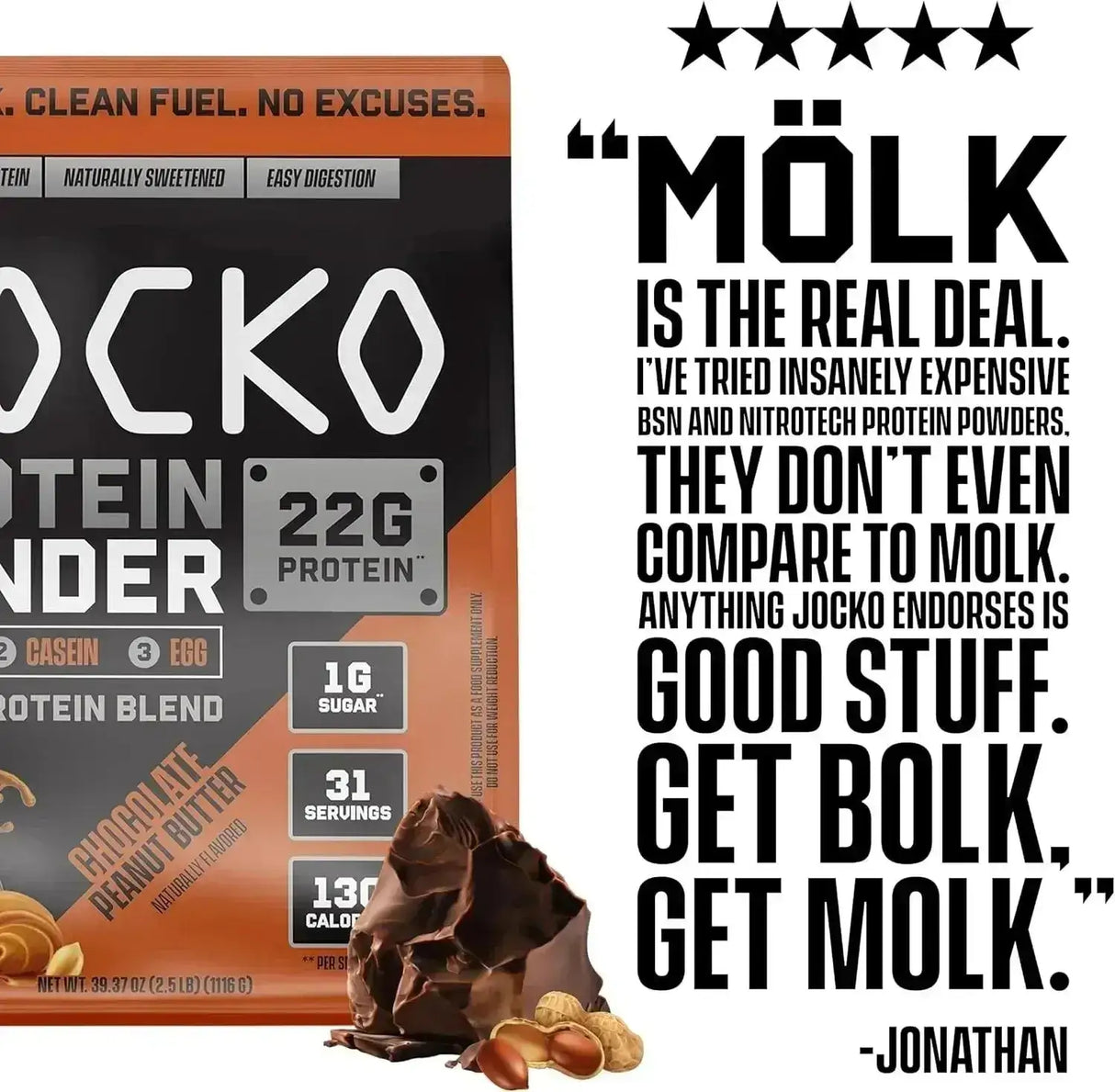 JOCKO FUEL - Jocko Mölk Whey Protein Powder Sugar Free 31 Servicios Chocolate Peanut Butter 1116Gr. - The Red Vitamin MX - Suplementos Alimenticios - {{ shop.shopifyCountryName }}
