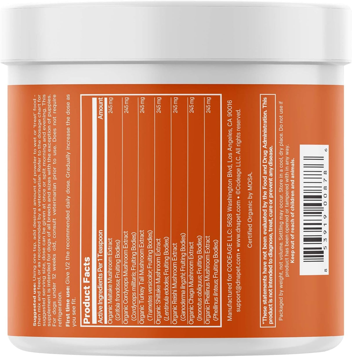 DNA PET - DNA PET Happy Immunity USDA Certified Organic Mushroom Complex for Dogs 101Gr. - The Red Vitamin MX - Suplementos Herbales Para Perros - {{ shop.shopifyCountryName }}