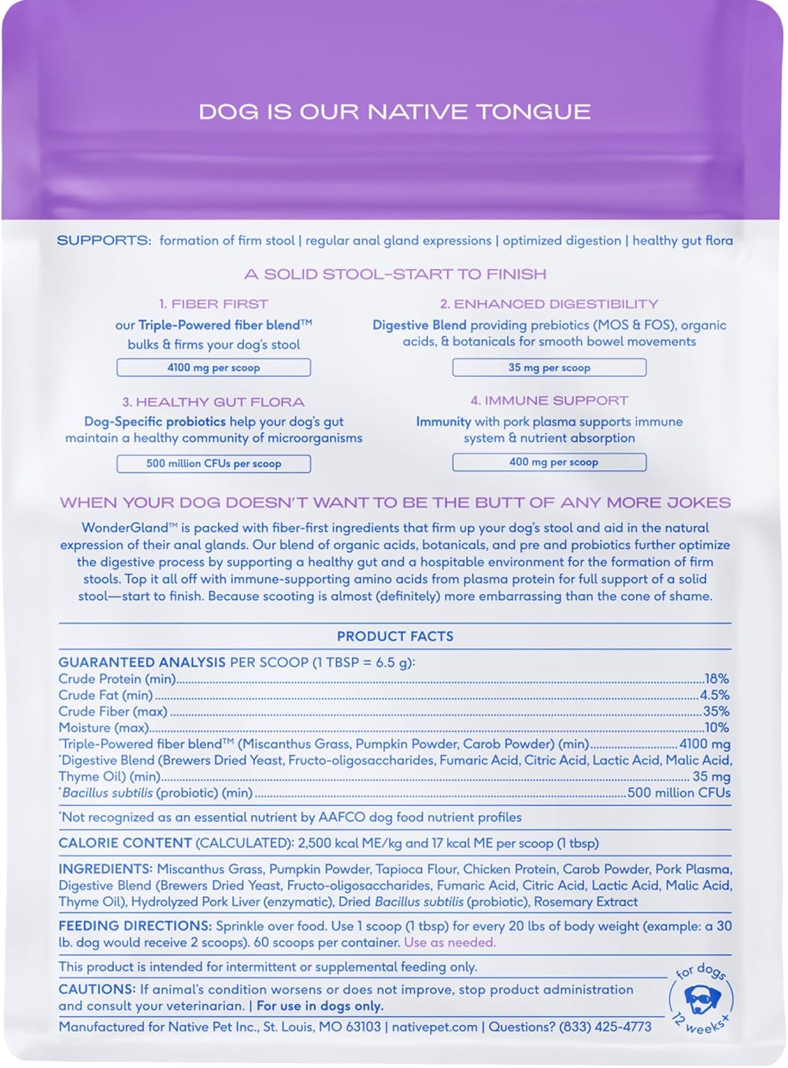 Native Pet WonderGland 60 Servicios 453Gr.