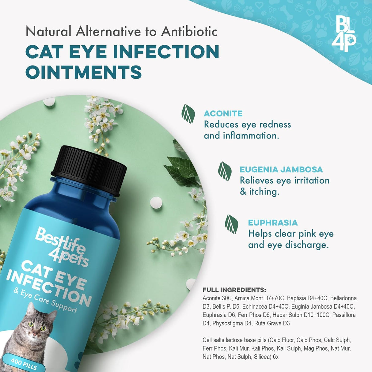 BestLife4Pets Cat Eye Infection & Vision Care Support 400 Tabletas