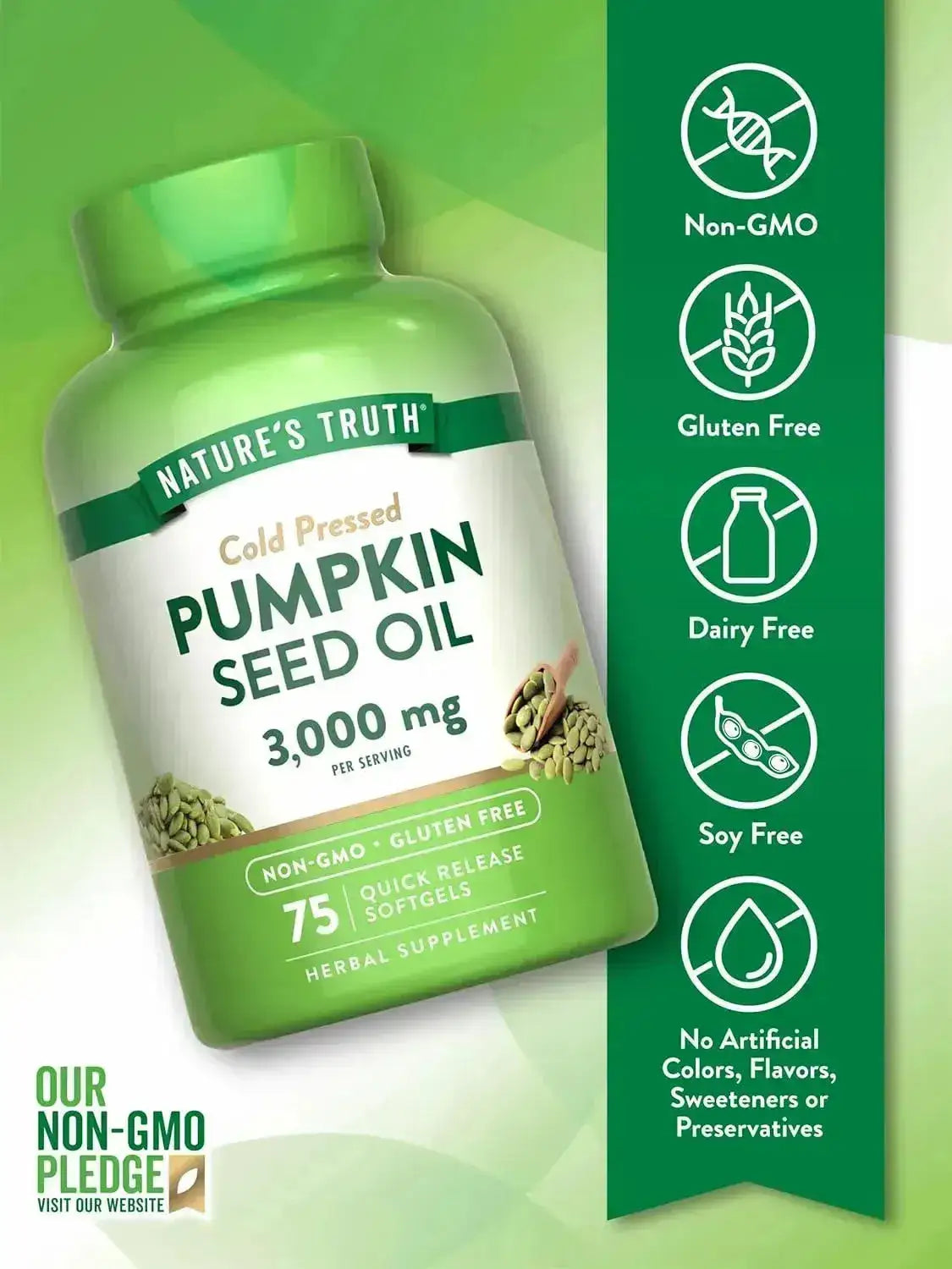 NATURE'S TRUTH - Nature's Truth Pumpkin Seed Oil 3000Mg. 75 Capsulas Blandas - The Red Vitamin MX - Suplementos Alimenticios - {{ shop.shopifyCountryName }}