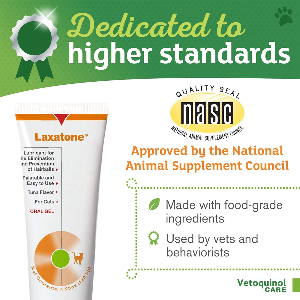 Vetoquinol Laxatone: Oral Hairball Lubricant Gel for Cats 4.25 Oz.
