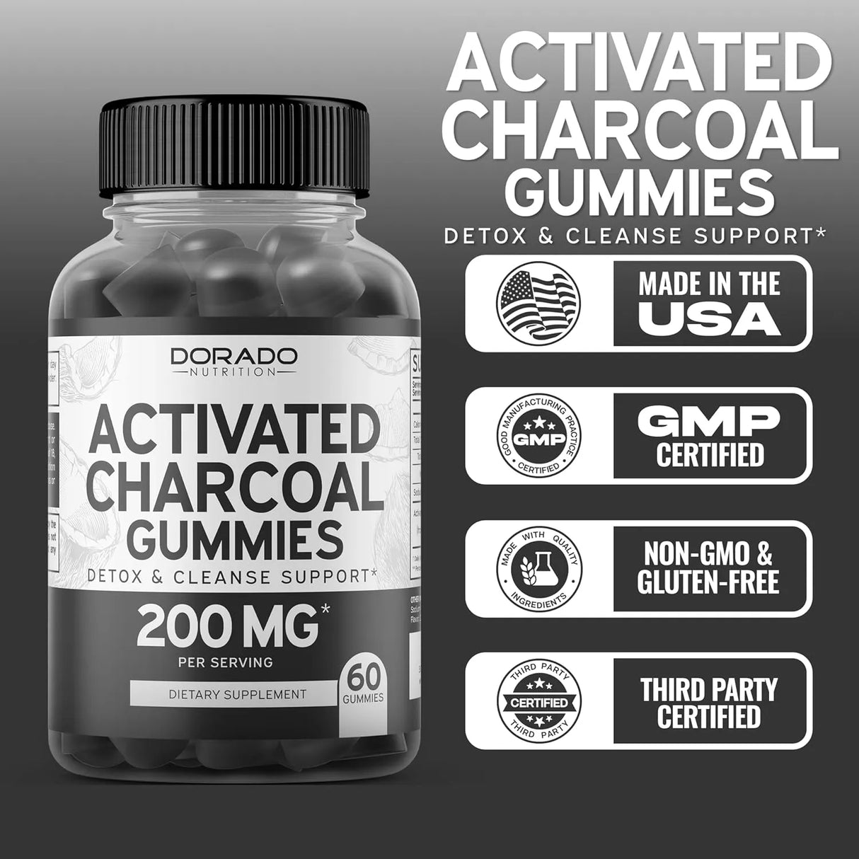 DORADO NUTRITION - Dorado Nutrition Activated Charcoal Gummies 60 Gomitas - The Red Vitamin MX - Suplementos Alimenticios - {{ shop.shopifyCountryName }}